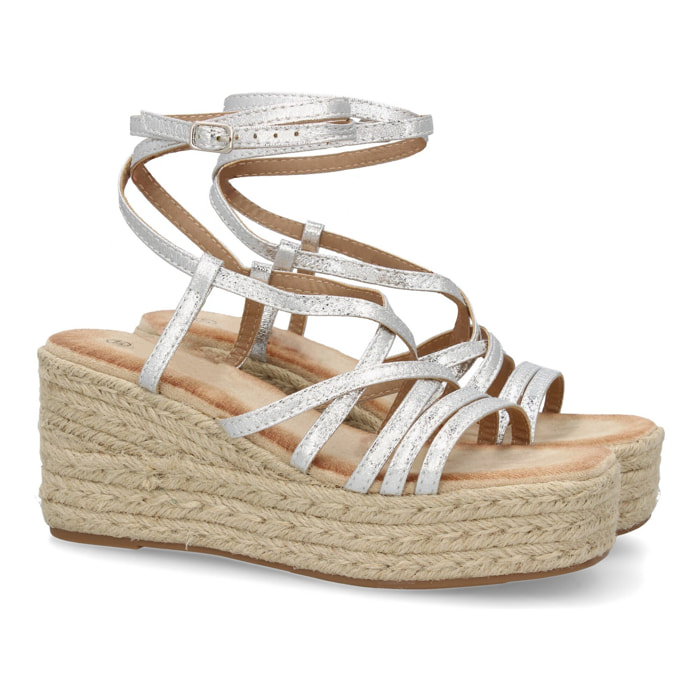 Sandalias de cuña de yute para mujer, diseño comodo y moderno con tiras cruzadas
