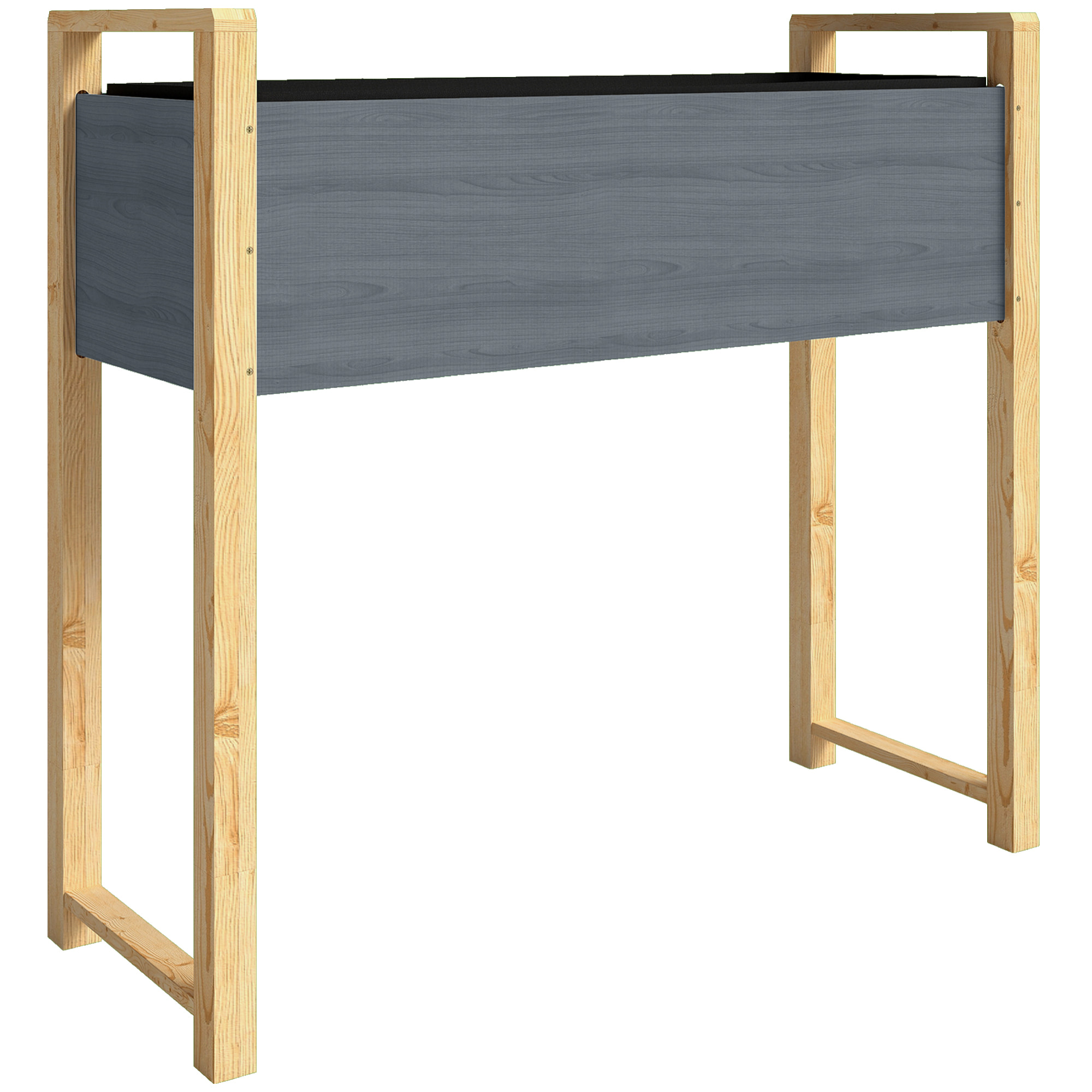 Jardinière design bicolore bois naturel et gris feutre drainage inclus