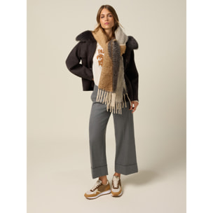 Oltre - Pantalones cropped de franela - Gris