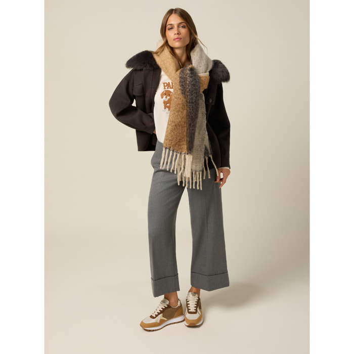 Oltre - Pantalones cropped de franela - Gris