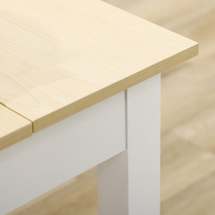 Table à manger grand plateau 4-6 personnes dim. 119L x 70l x 75H cm blanc aspect bois clair