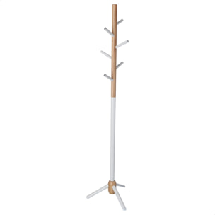 Well home - perchero infantil half de 6 perchas, en metal blanco y madera, 28x28x176 cm