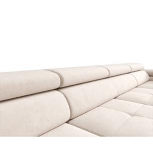 Ayden - Canapé panoramique en U 7 places convertible avec coffre et têtières réglables en tissu - Beige