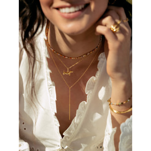 Collar Y Stick Plata Baño Oro