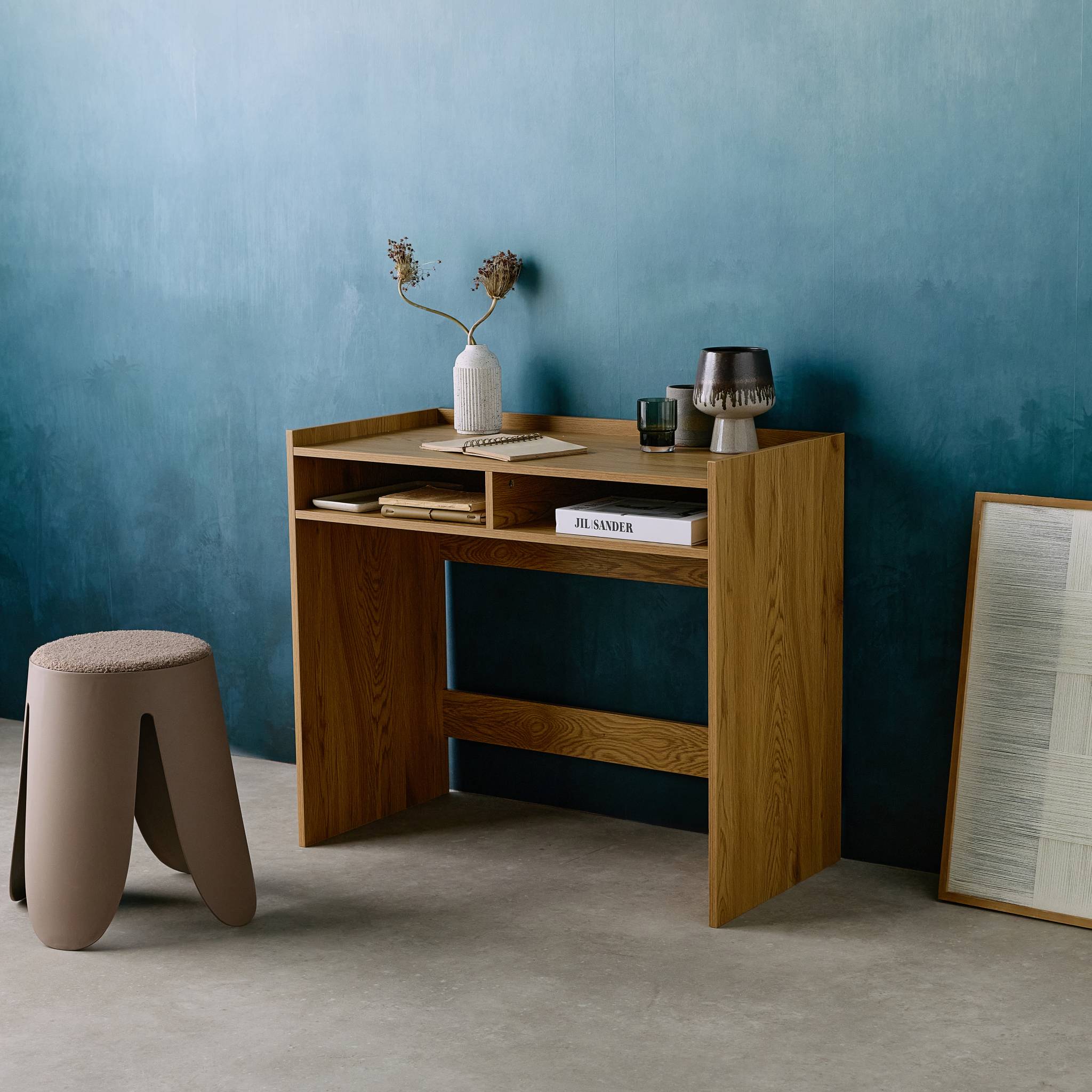 Bureau décor bois 2 casiers de rangement chêne - L 90 x P 45 x H 78 cm - Jules
