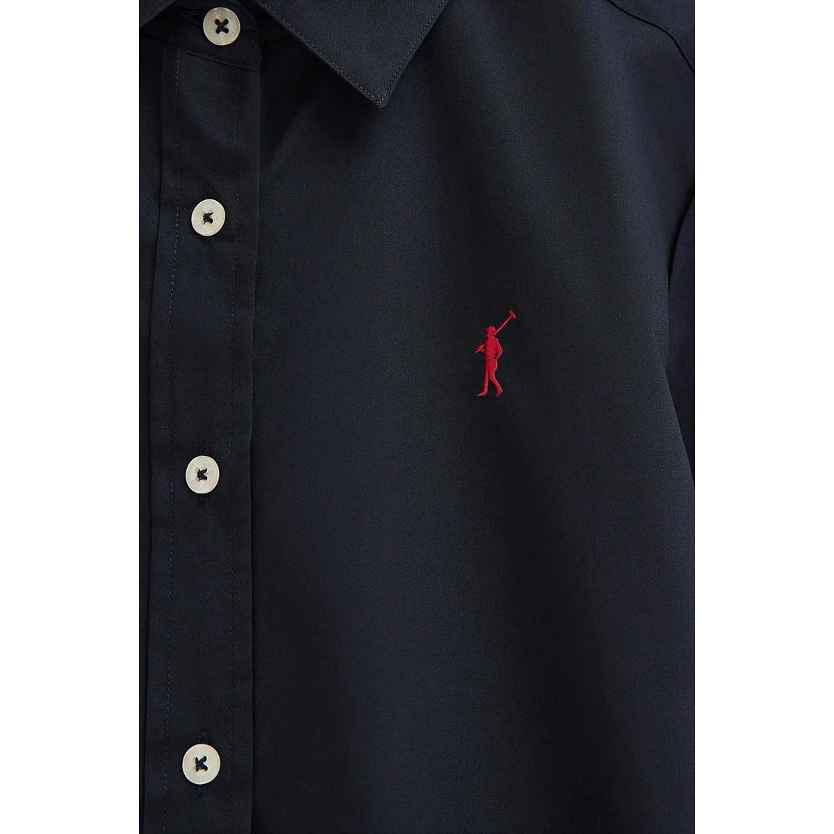 Camisa de popelín azul marino con corte slim y bordado Rigby Go