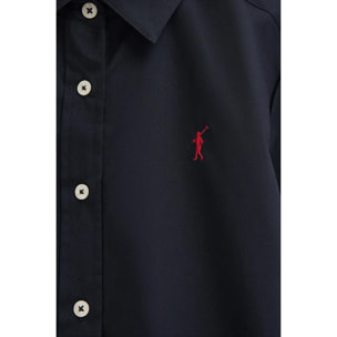 Camisa de popelín azul marino con corte slim y bordado Rigby Go