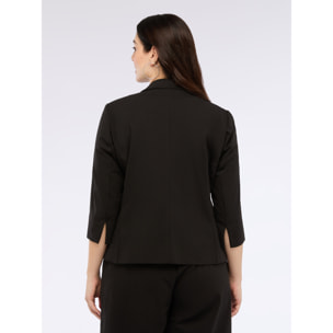 Fiorella Rubino - Blazer en punto Milano con manga 3/4 - Negro