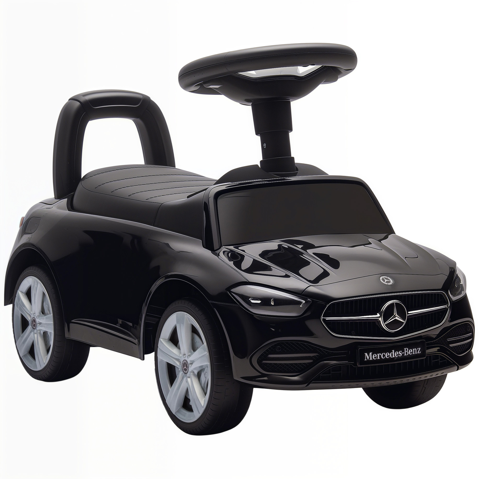 Coche Correpasillos para Niños de 18-36 Meses Mercedes-Benz Clase C, Correpasillos con Bocina, Volante, Sonidos de Motor y Espacio de Almacenaje, 65x28x39 cm, Negro