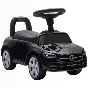 Coche Correpasillos para Niños de 18-36 Meses Mercedes-Benz Clase C, Correpasillos con Bocina, Volante, Sonidos de Motor y Espacio de Almacenaje, 65x28x39 cm, Negro