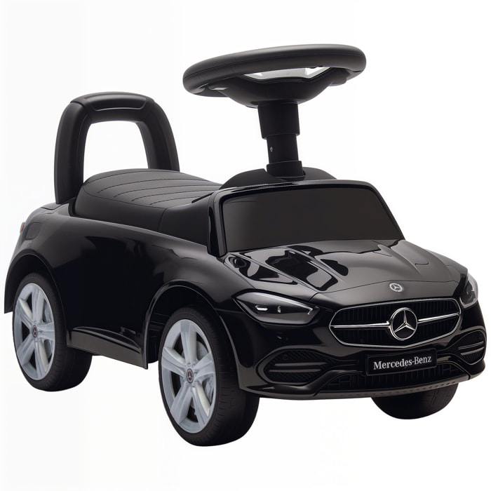 Coche Correpasillos para Niños de 18-36 Meses Mercedes-Benz Clase C, Correpasillos con Bocina, Volante, Sonidos de Motor y Espacio de Almacenaje, 65x28x39 cm, Negro