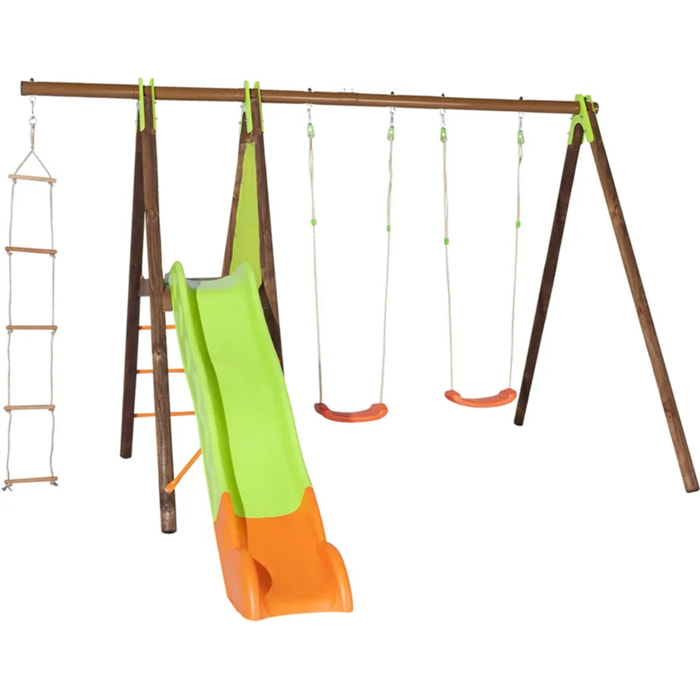 Balançoire en bois poutre métal 2,30 m Techwood Premium XALTO - 5 enfants