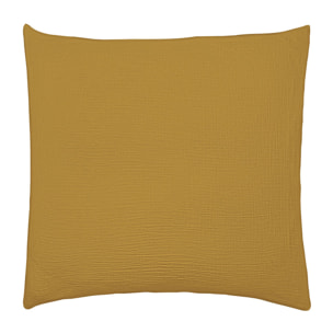 Taie d'oreiller unie en gaze de coton lavée, TENDRESSE, Jaune camel