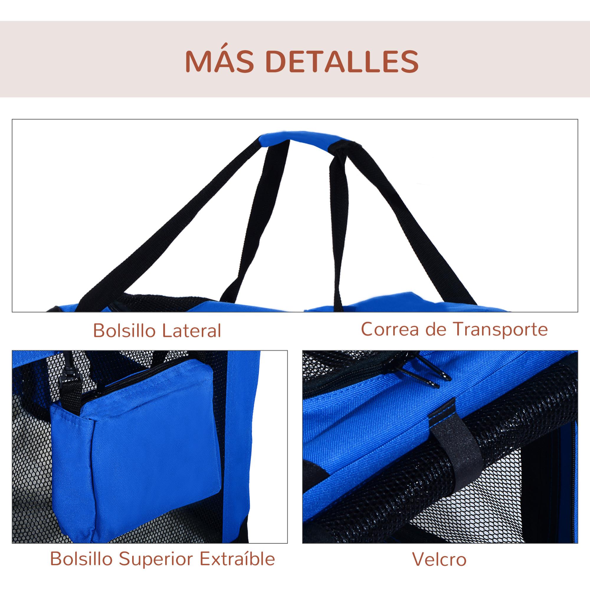 Transportin Bolsa Mascotas de Acero Oxfrod 60x42x42cm Azul