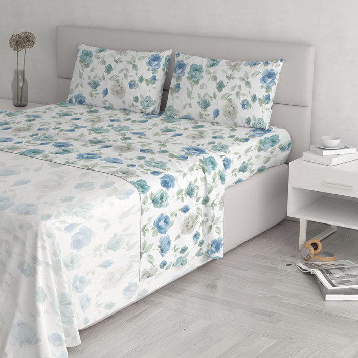 COMPLETO LETTO ATHENA MADE IN ITALY COTONE- GRAZIA AZZURRO MATRIMONIALE