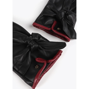 Guanti Effetto Pelle con Fiocco
