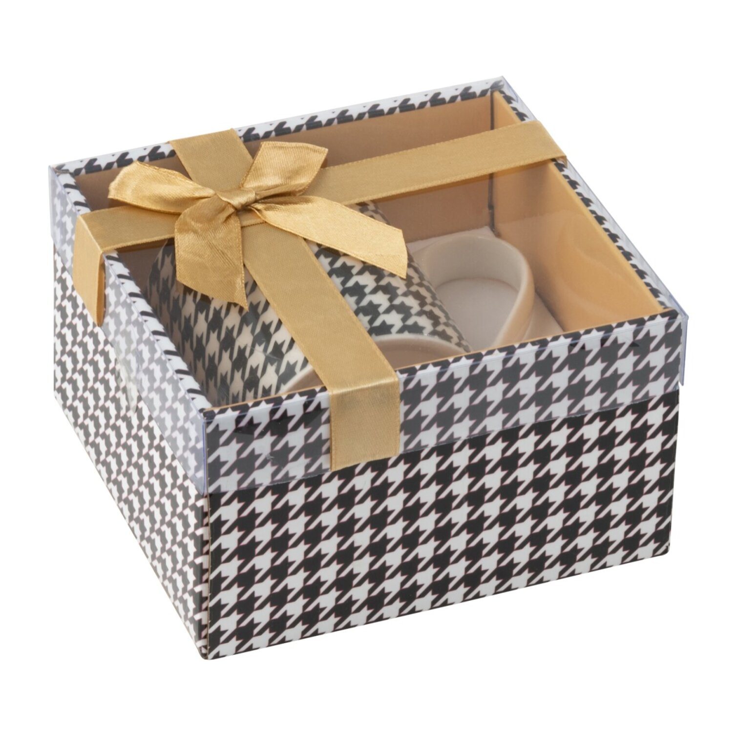 J-Line tasse Pied-Poule - porcelaine - blanc/noir