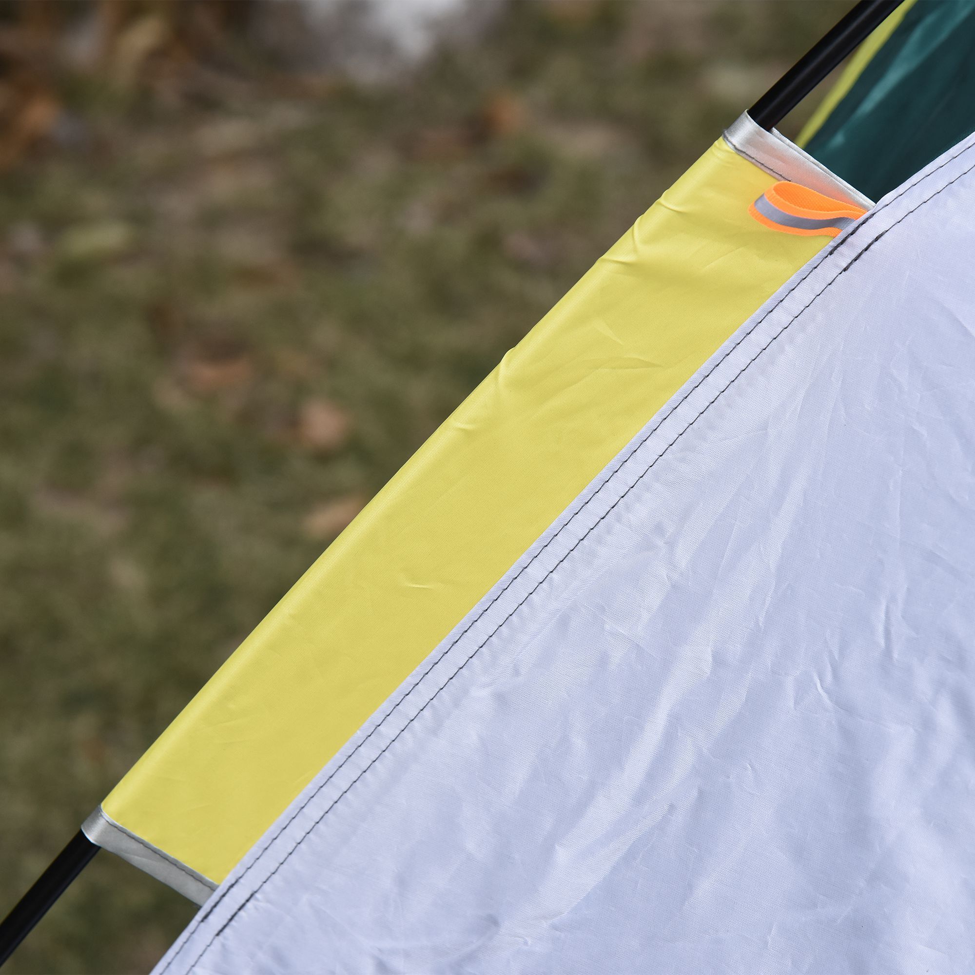 Tente de camping pop up 3 personnes porte 3 fenêtres sac de transport inclus fibre verre polyester PE jaune gris vert