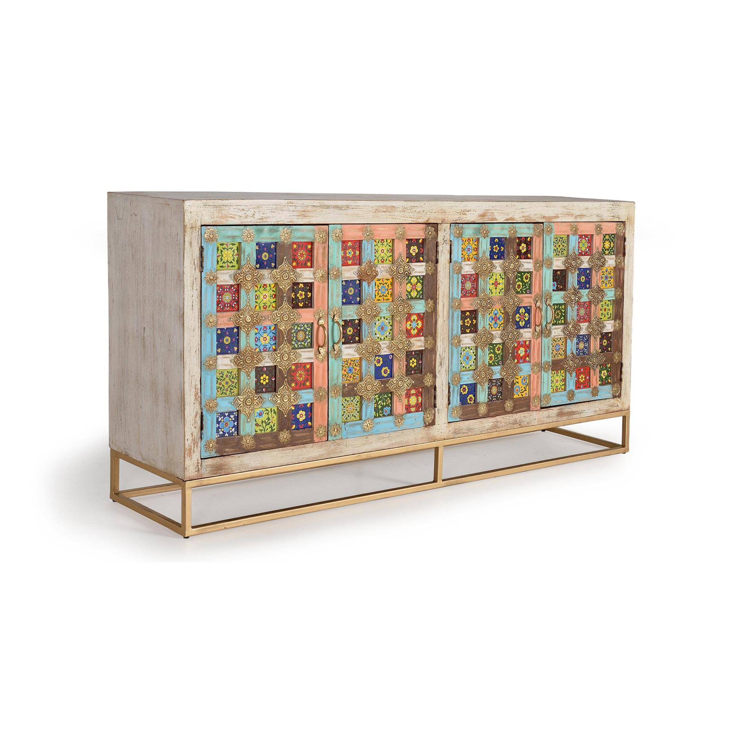 Aparador - Madera de Mango y Metal - 180x40x90cm