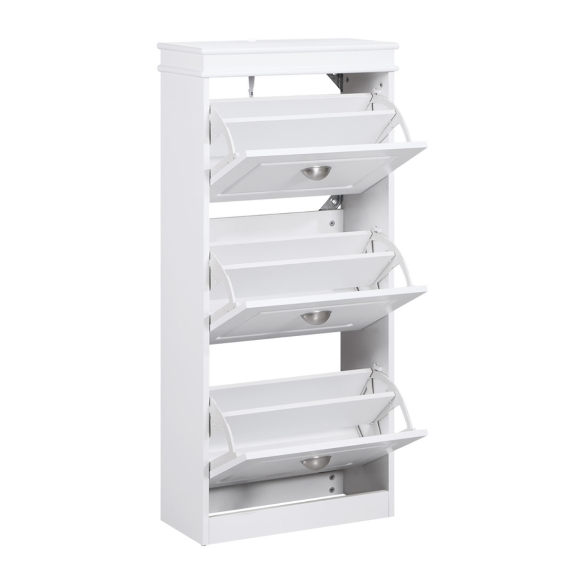 Scarpiera bianca salvaspazio 3 ribalte verticali 53x24x117 cm design bugnato- Vittoria