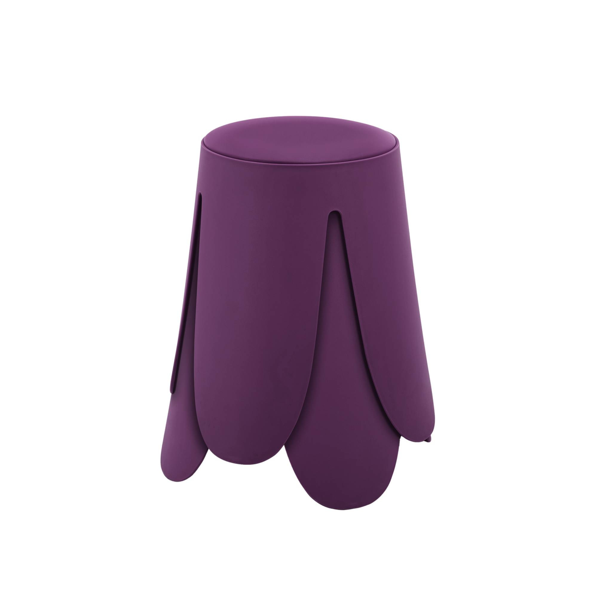 Set de 2 tabourets empilables. simili cuir violet. NIKI. Ø30 / 44 x H46cm