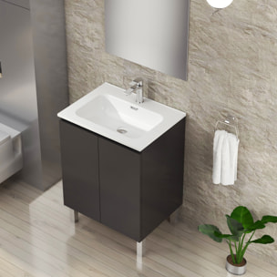 Conjunto de Baño Lust | 60 cm Negro Mate | Dos Puertas | Lavabo Encastrado | No incluye Espejo | Mueble Montado | Alday