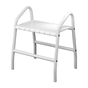Banc de douche PMR PELLET Essentiel confort avec deux poignées de maintien aluminium époxy blanc