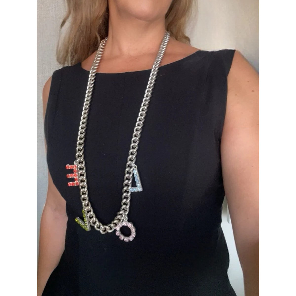 Collar largo LOVE en cristal Sw Multicolor y plata 10µ