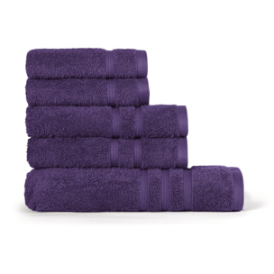 BASSETTI Morbido Asciugamano Asciugamani 480 gr 100% Cotone Set da 5 pz Collezione MONIQUE - VIOLETTO LA