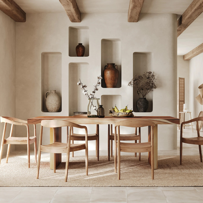 Table rectangulaire 8 personnes en bois de suar 220 cm - Tanah