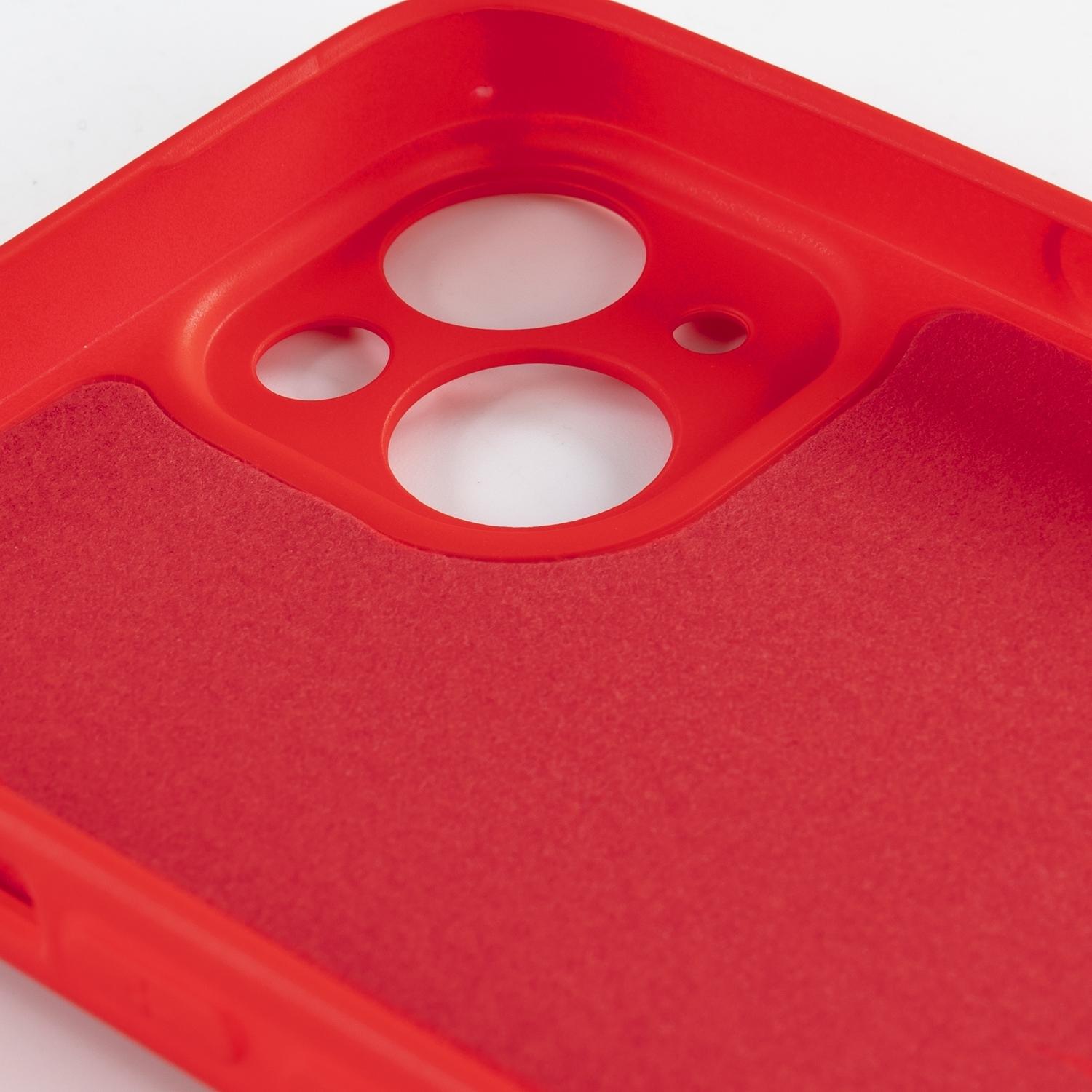 DAM Custodia Essential in silicone con protezione per fotocamera per iPhone 12 Mini. Interno in morbido velluto. 6,7x1,02x13,43 cm. colore rosso