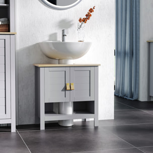 Armario para Debajo de Lavabo Compacto con 2 Puertas y Estante Interior Ajustable Mueble Auxiliar de Almacenamiento para Baño 60x30x60 cm Gris