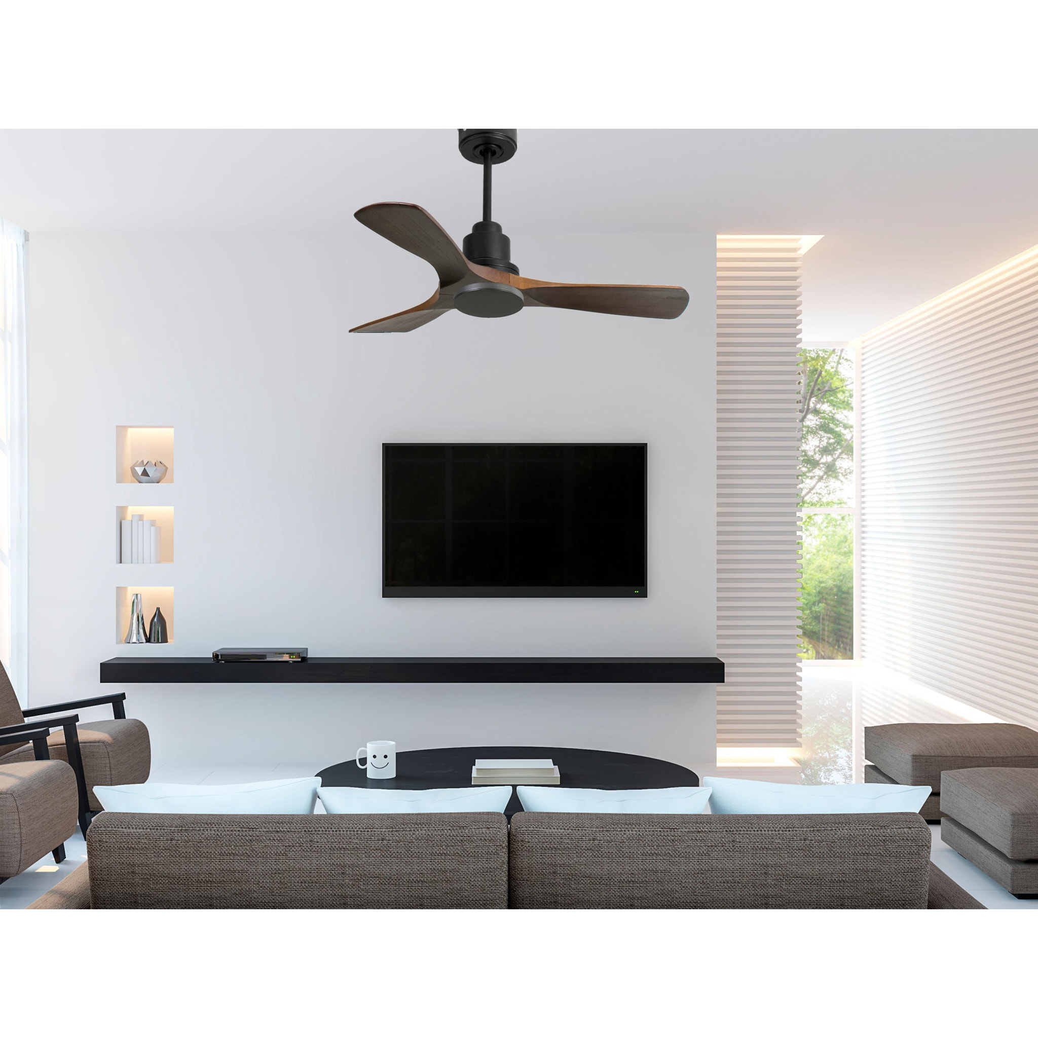 Ventilateur de plafond Réversible  Thermostat Wifi Moteur à courant continu Toits en pente Télécommande Hypersilence Mémoire Shopify Vendible (AUTOMATIQUE)