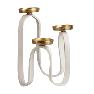 Candelabro Aluminio Blanco / Dorado 23x24x31 Cm