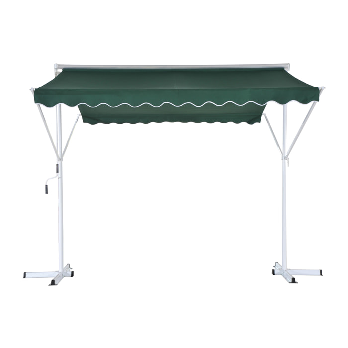 Store double pente manuel rétractable inclinaison réglable métal polyester imperméabilisé 3L x 2,95l x 2,6H m vert