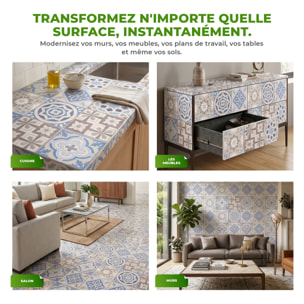 Sticker Sol avec laminat de Protection en Plastique Anti-dérapant | Stickers adhésif Sol - CARRELAGES SOL HORTENSIA - 1 sticker