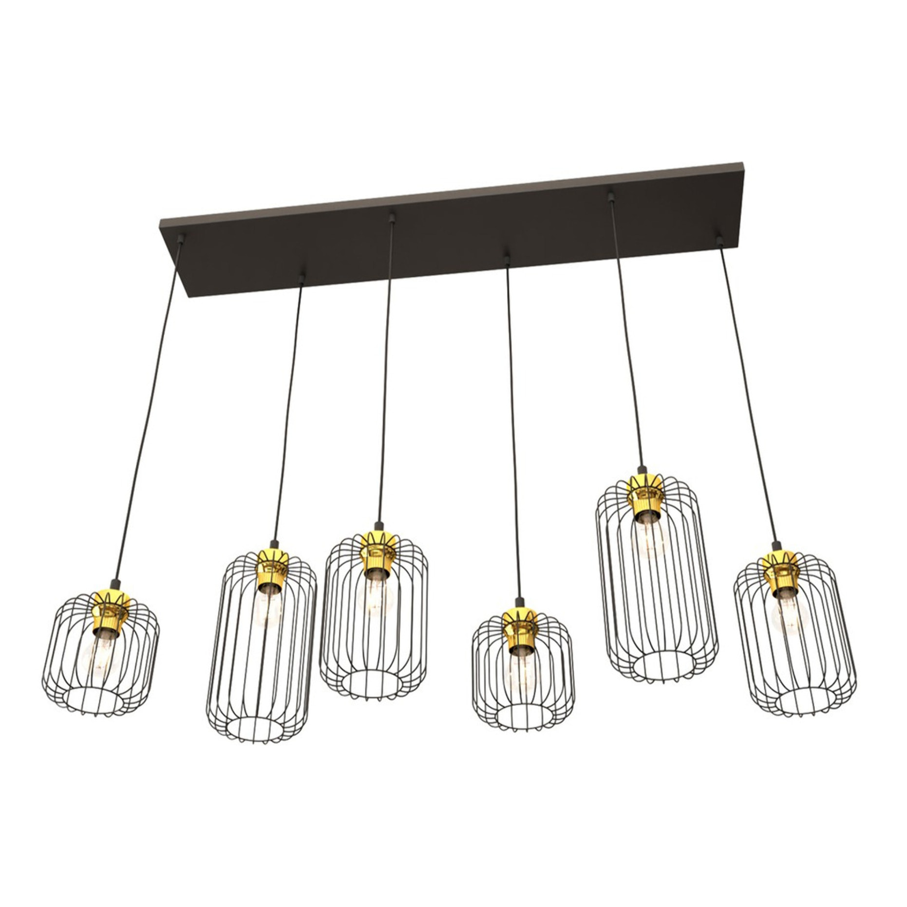 Lampada a sospensione VANDER in acciaio nero e oro
