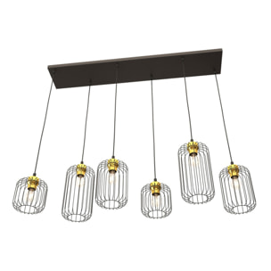 Lampada a sospensione VANDER in acciaio nero e oro