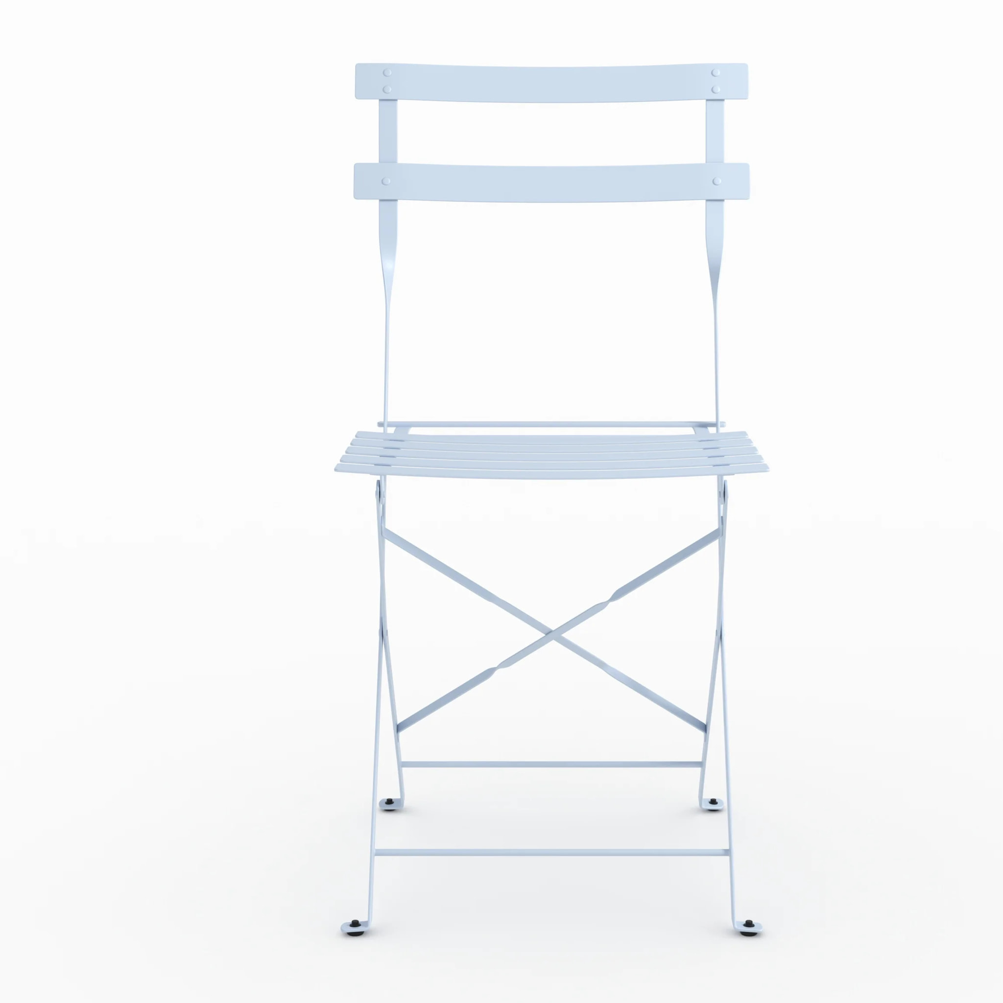 Table ronde et chaises de jardin pliantes 2 places en métal bleu - Kayla