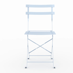Table ronde et chaises de jardin pliantes 2 places en métal bleu - Kayla