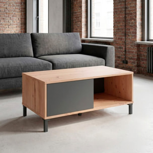 Tavolino Da Caffè Con Vano Aperto e Chiuso Tavolo Basso Design Soggiorno Salotto Arredo Casa Stile 40 x 100 x 50 cm Rovere e Grigio Antracite