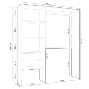 Armario Vestidor Aura Blanco Artik (Blanco Mate) - Roble Canadian