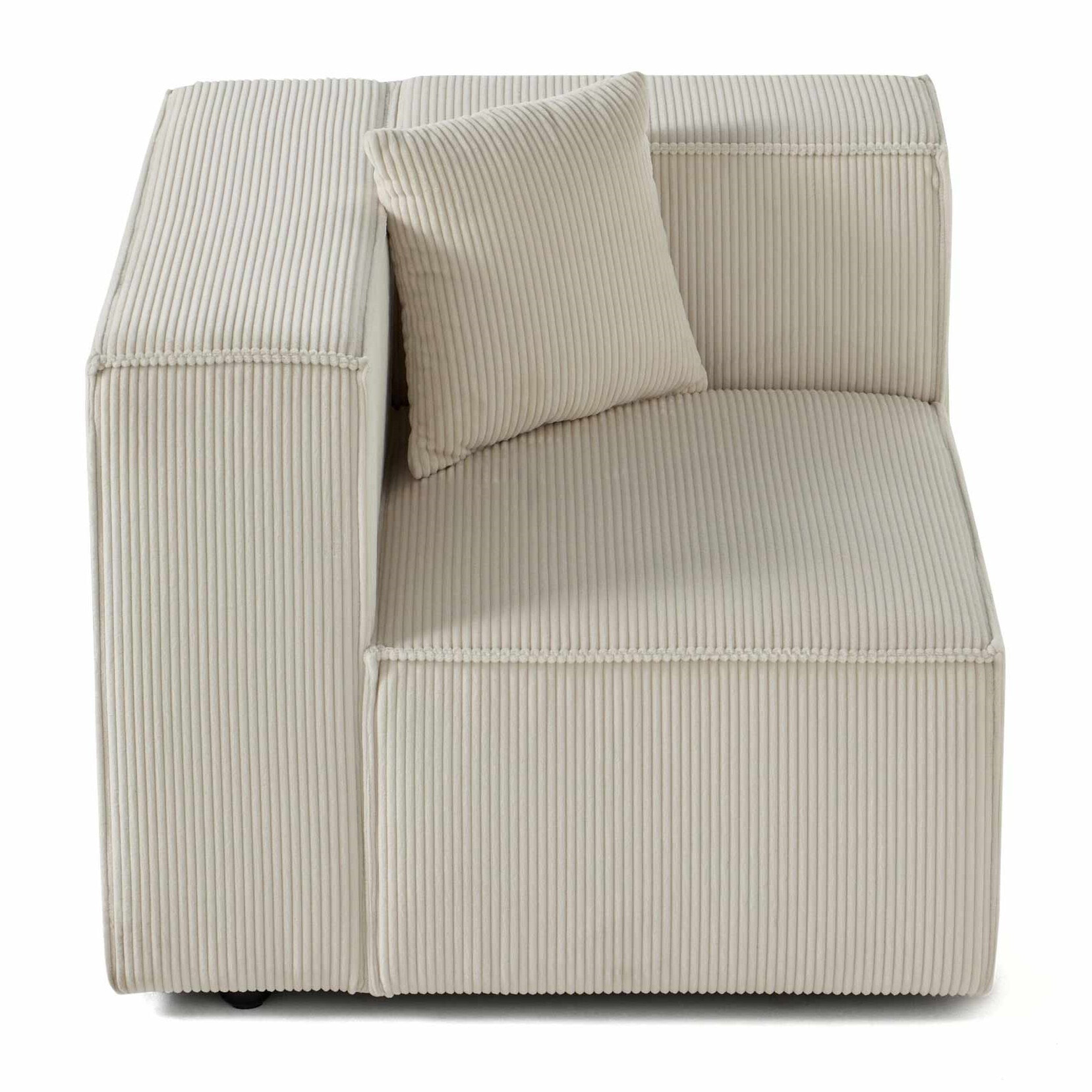 Arty - module d'assise gauche - en velours côtelé - Beige