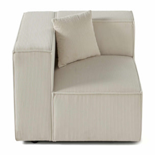 Arty - module d'assise gauche - en velours côtelé - Beige