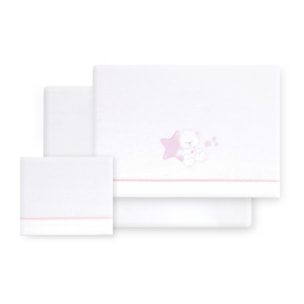 Triptico Minicuna Franela Osito Sentado Bco/Rosa