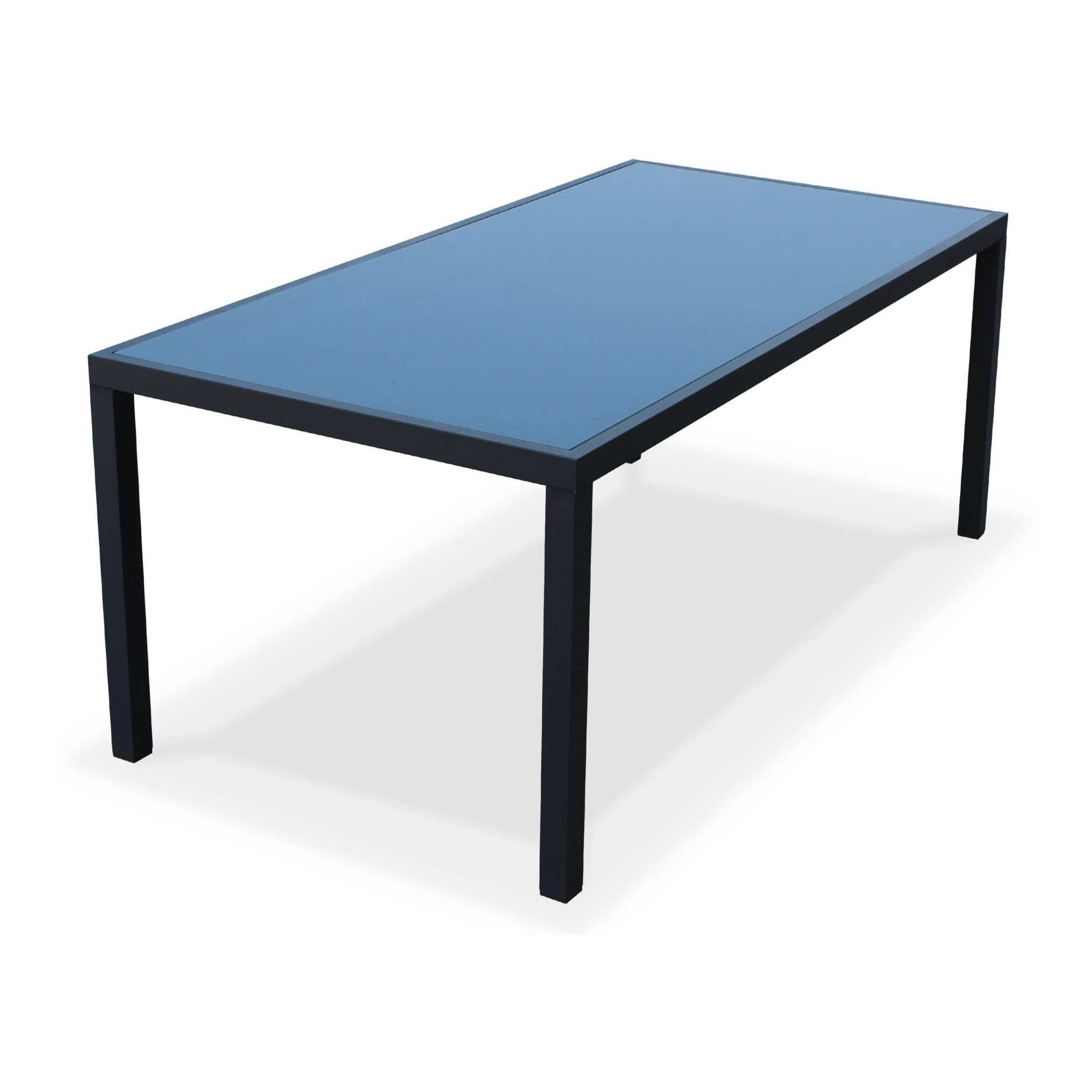 Table de jardin aluminium + 6 assises - Capua - Anthracite. gris - 6 places - 1 grande table rectangulaire. 6 fauteuils empilables