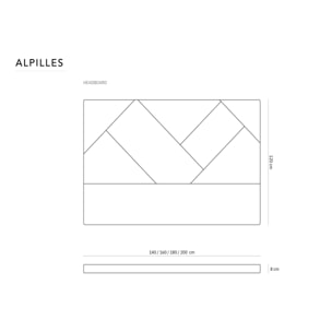 Tête de lit ''Alpilles'' 200x120cm en tissu structurel bleu