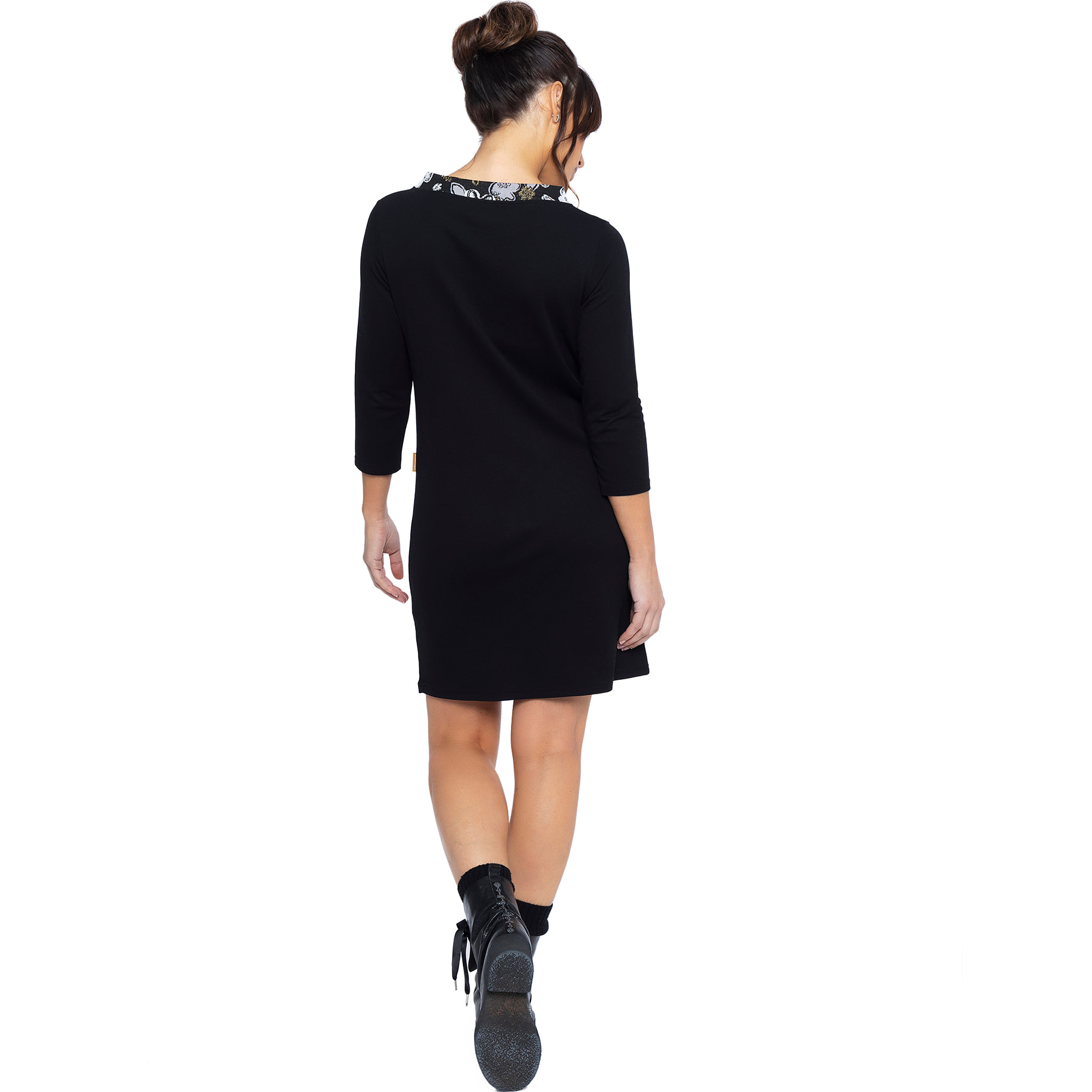 Mamatayoe Vestido Farándula Para Mujer, Manga Tres Cuartos, Escote Barco, Negro