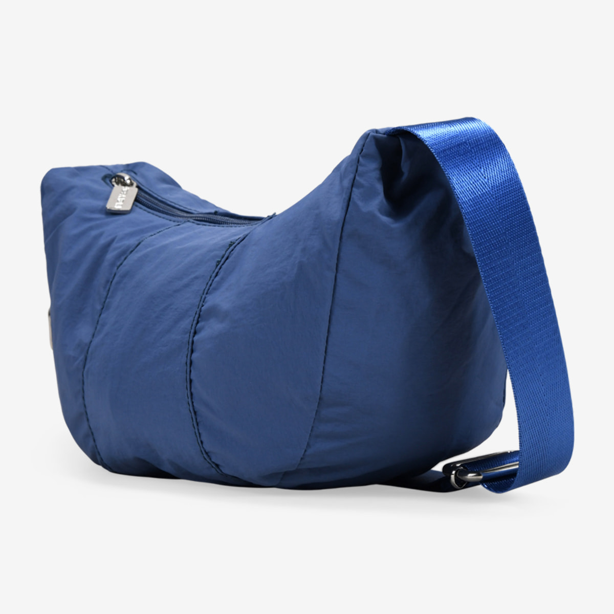 Bolso mini azul redondeado con cremallera