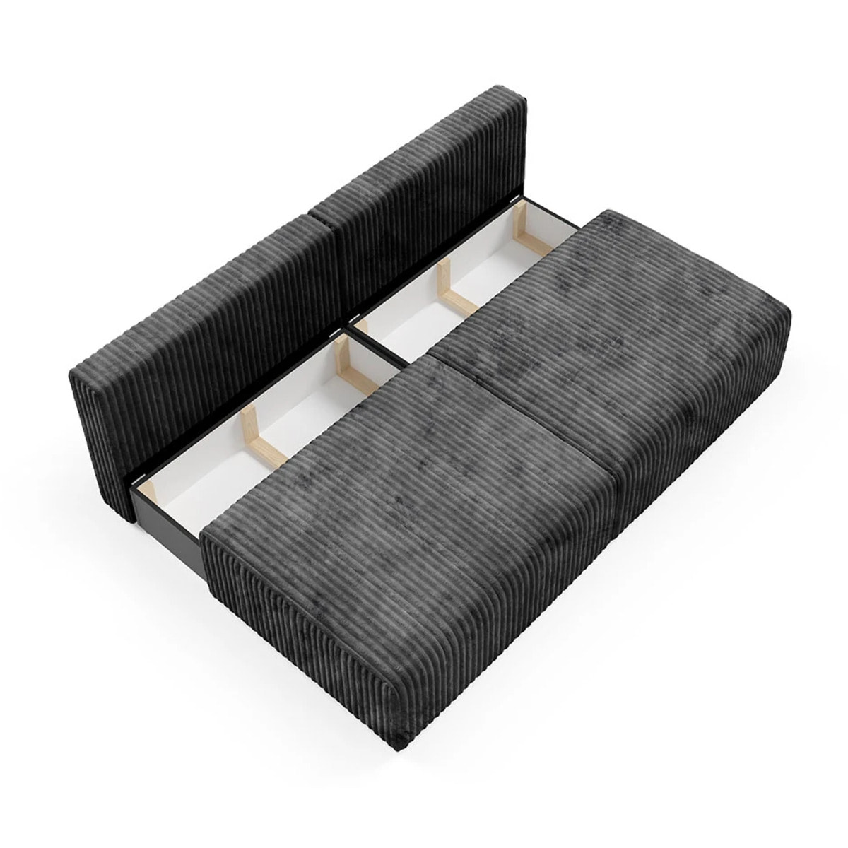 ELIOR - Canapé 3 places convertible en velours gris foncé